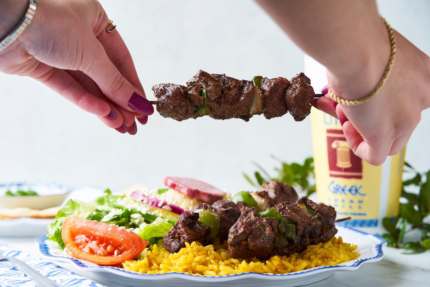 steak skewers at Little Greek Fresh Grill Winter Garden FL high protein low carb option