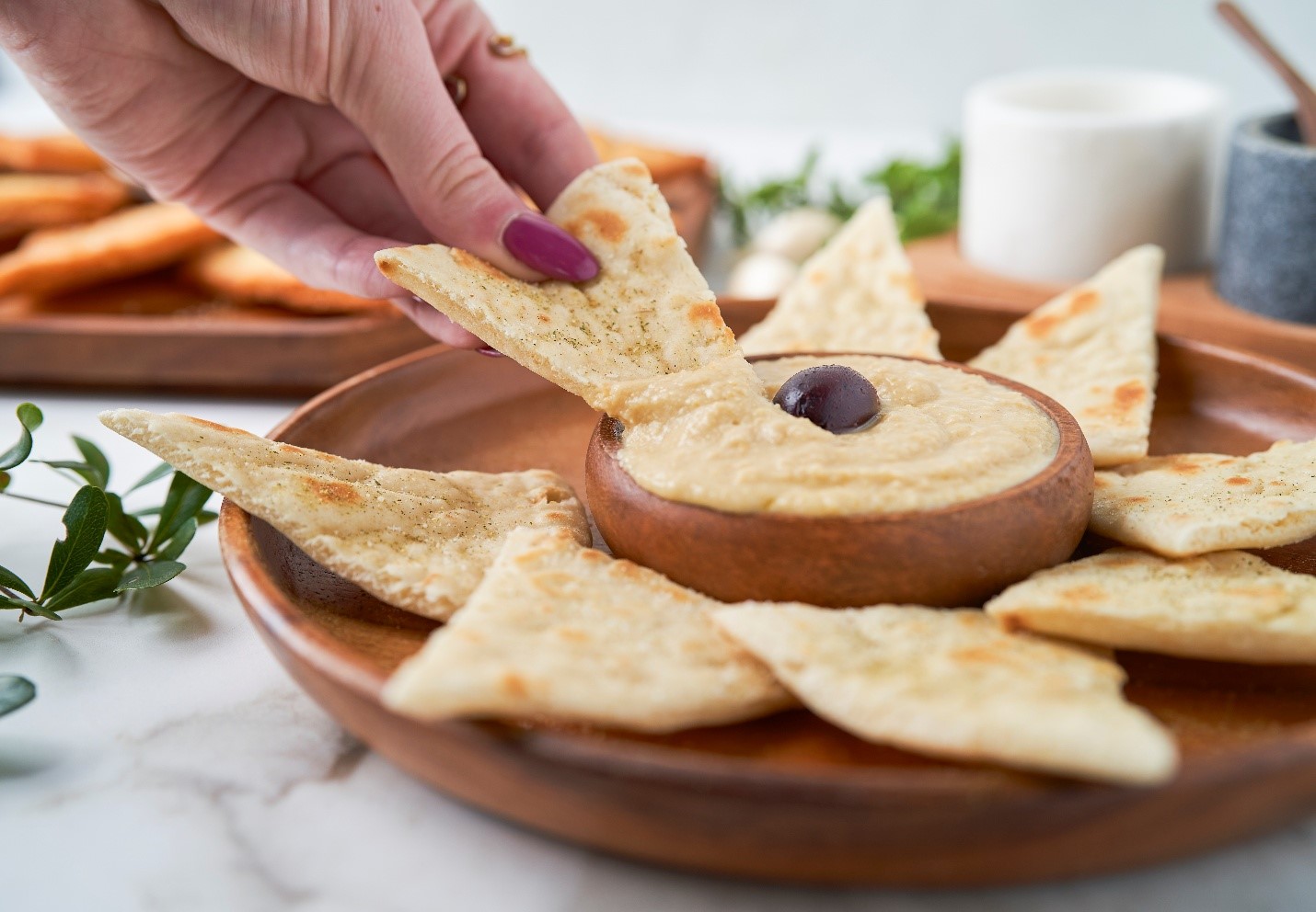 Hummus with Pita Bread, one of the healthiest options at Little Greek Fresh Grill Winter Garden FL