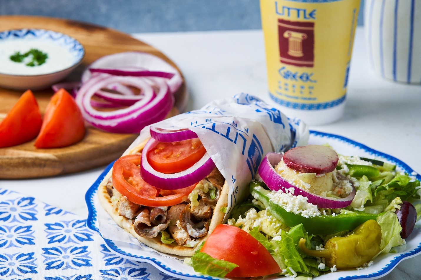 Olympian pita with gyro and chicken the perfect first time order at Little Greek Fresh Grill Winter Garden FL
