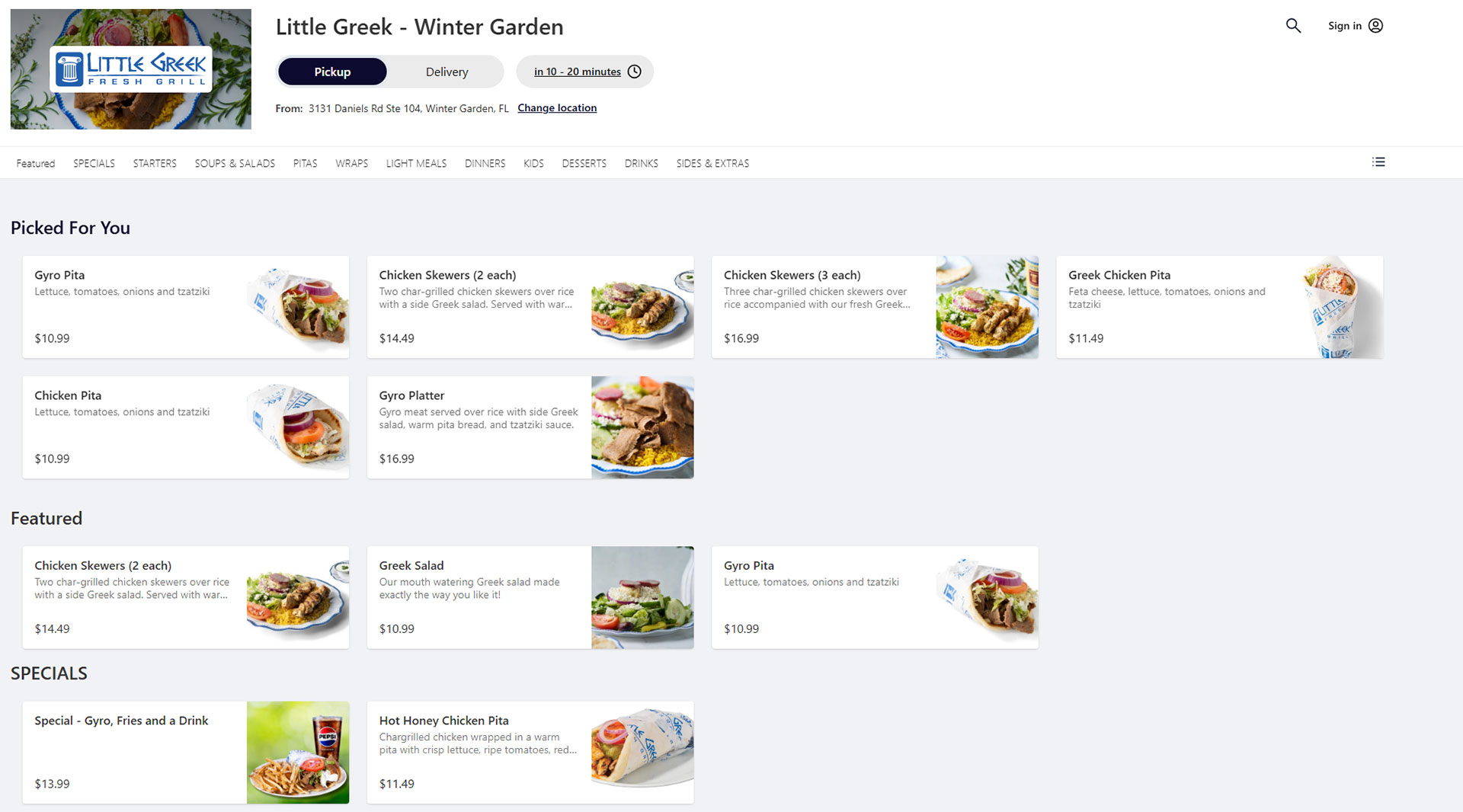 Online ordering for healthy lunch delivery from Little Greek Fresh Grill Winter Garden FL online